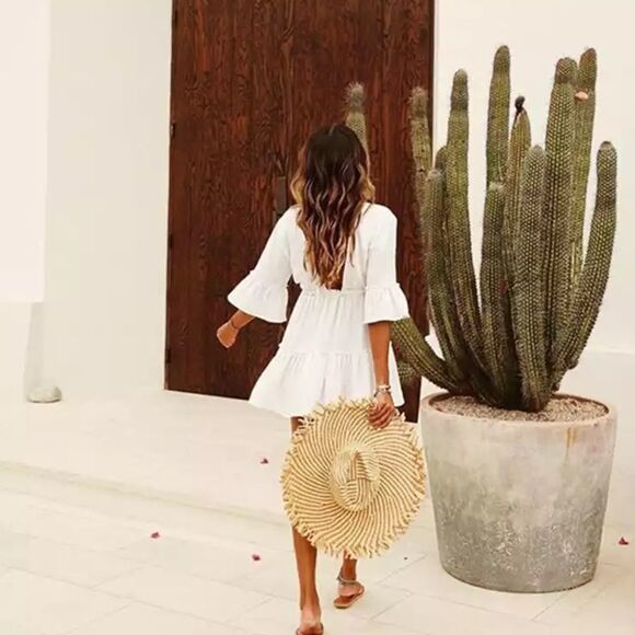 New White Boho Mini Dress - Picture 6 of 8